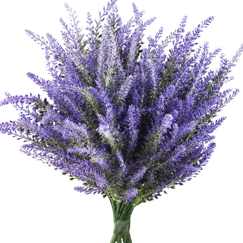 Artificial Flocked Purple Lavender Flowers & Bouquets 10 Bundles