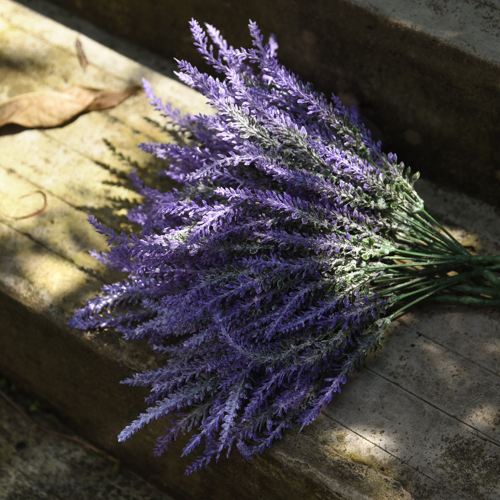 Artificial Flocked Purple Lavender Flowers & Bouquets 10 Bundles