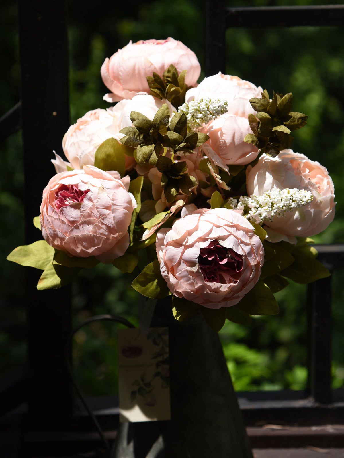 FiveSeasonStuff Nude Pink Silk Peonies Artificial Flower Bouquet