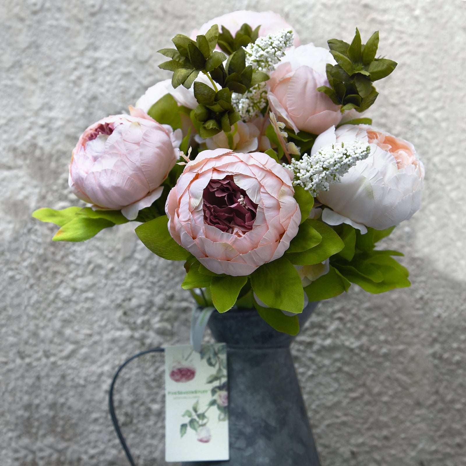 FiveSeasonStuff Nude Pink Silk Peonies Artificial Flower Bouquet