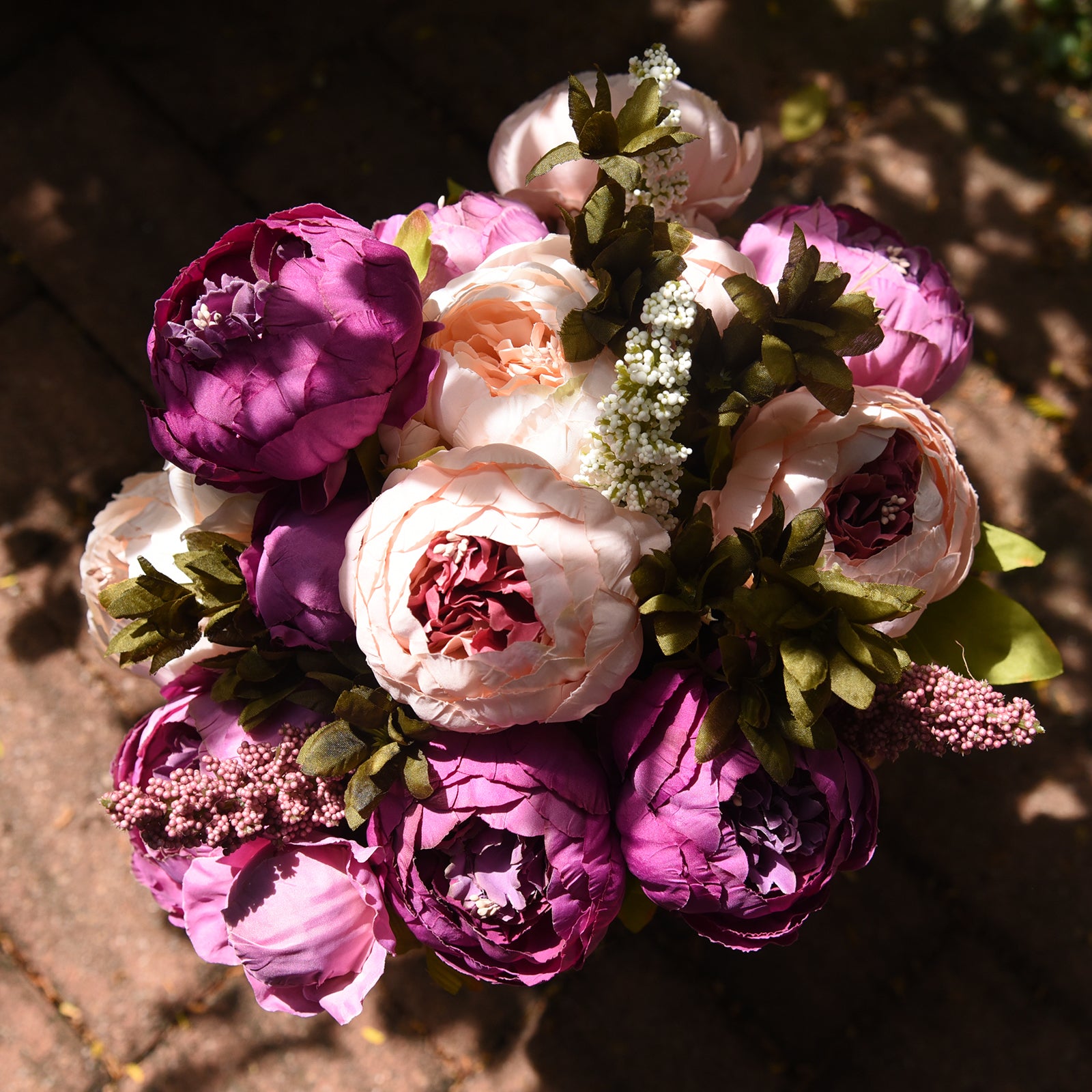 FiveSeasonStuff 2 Bundles Purple|Pink Peonies Artificial Flower Bouquet