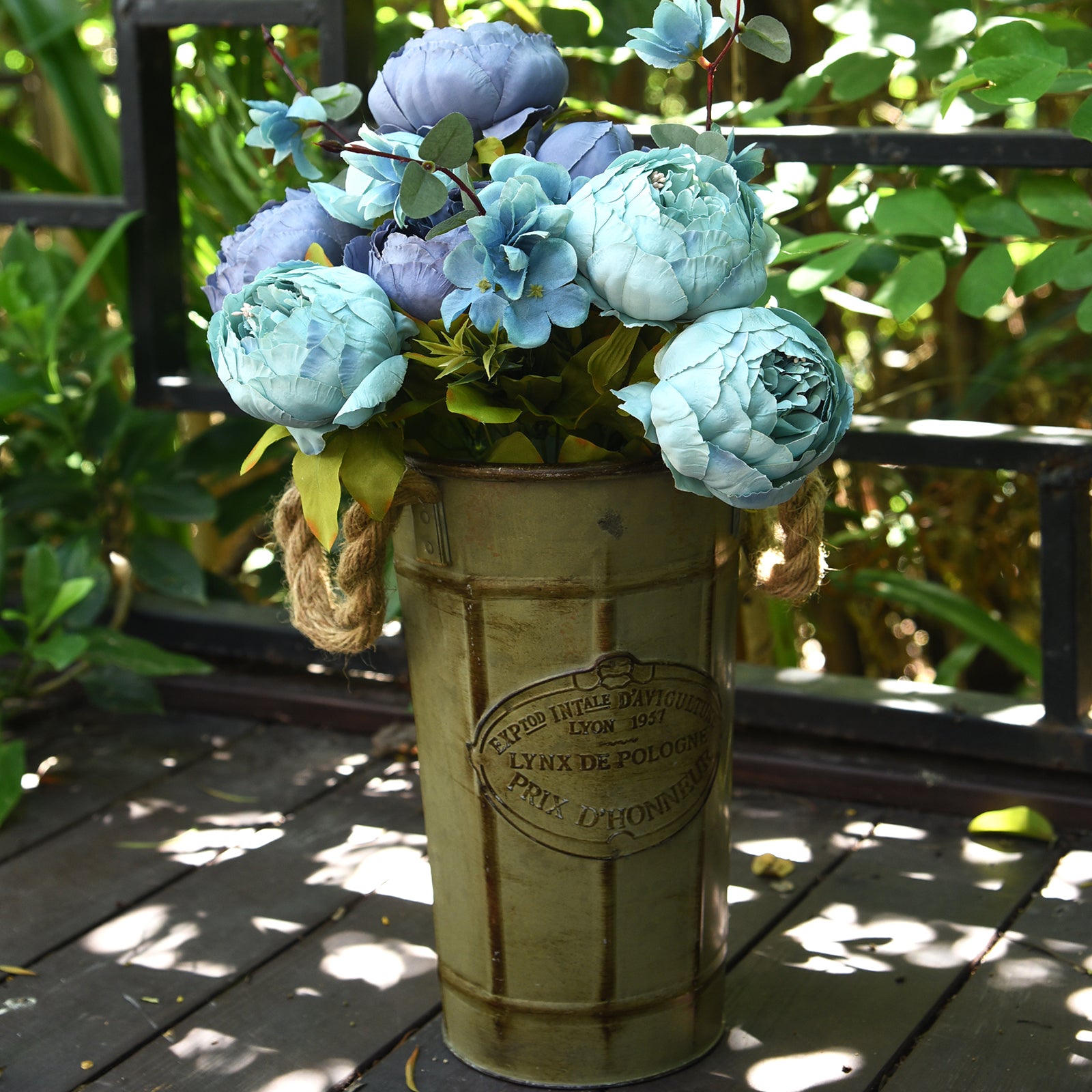 Mixed Blue Silk Peonies Artificial Flower Bouquet