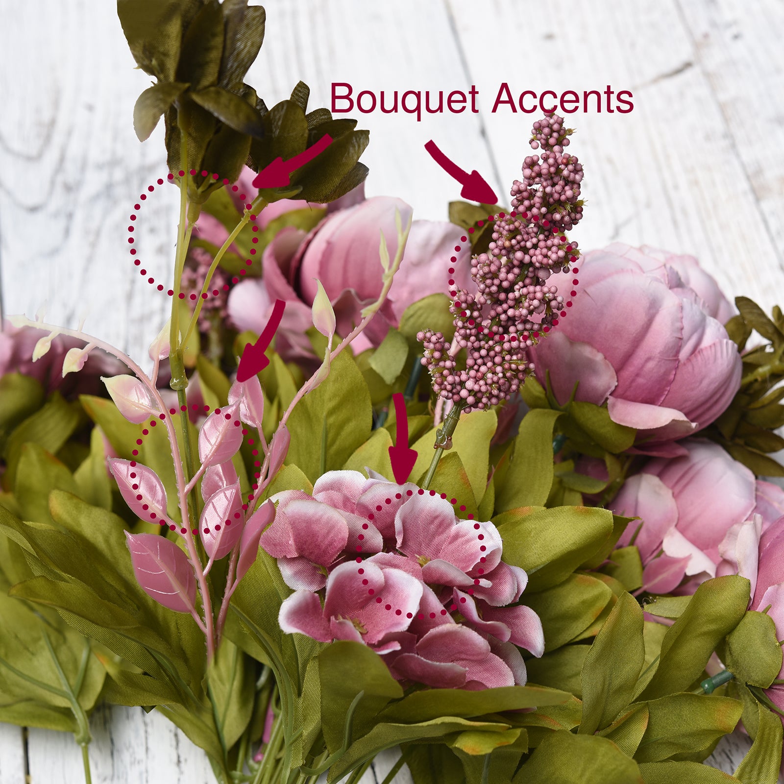 FiveSeasonStuff Cameo Brown Silk Peonies Artificial Flower Bouquet
