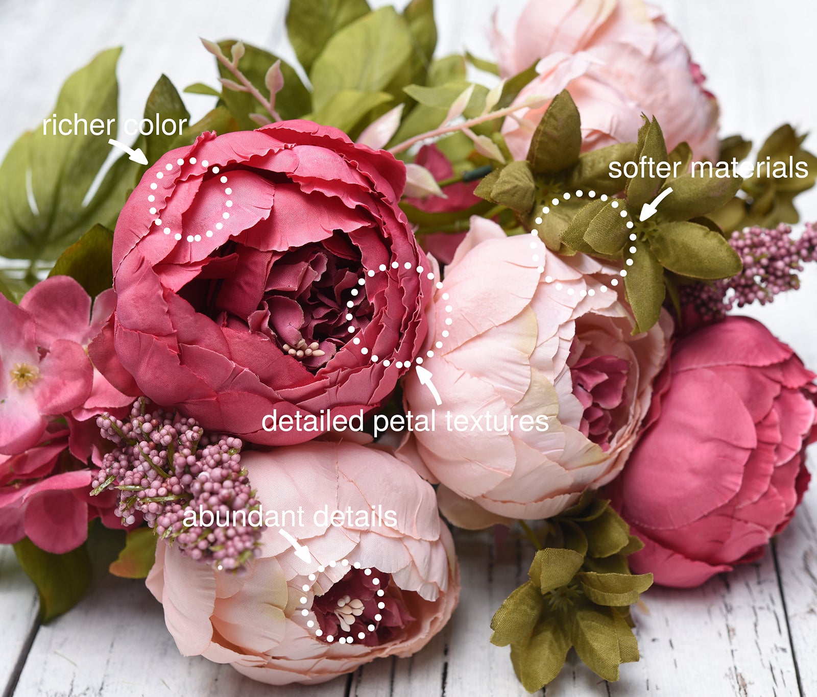 FiveSeasonStuff (Beige)Silk Peonies Artificial Flower Bouquet