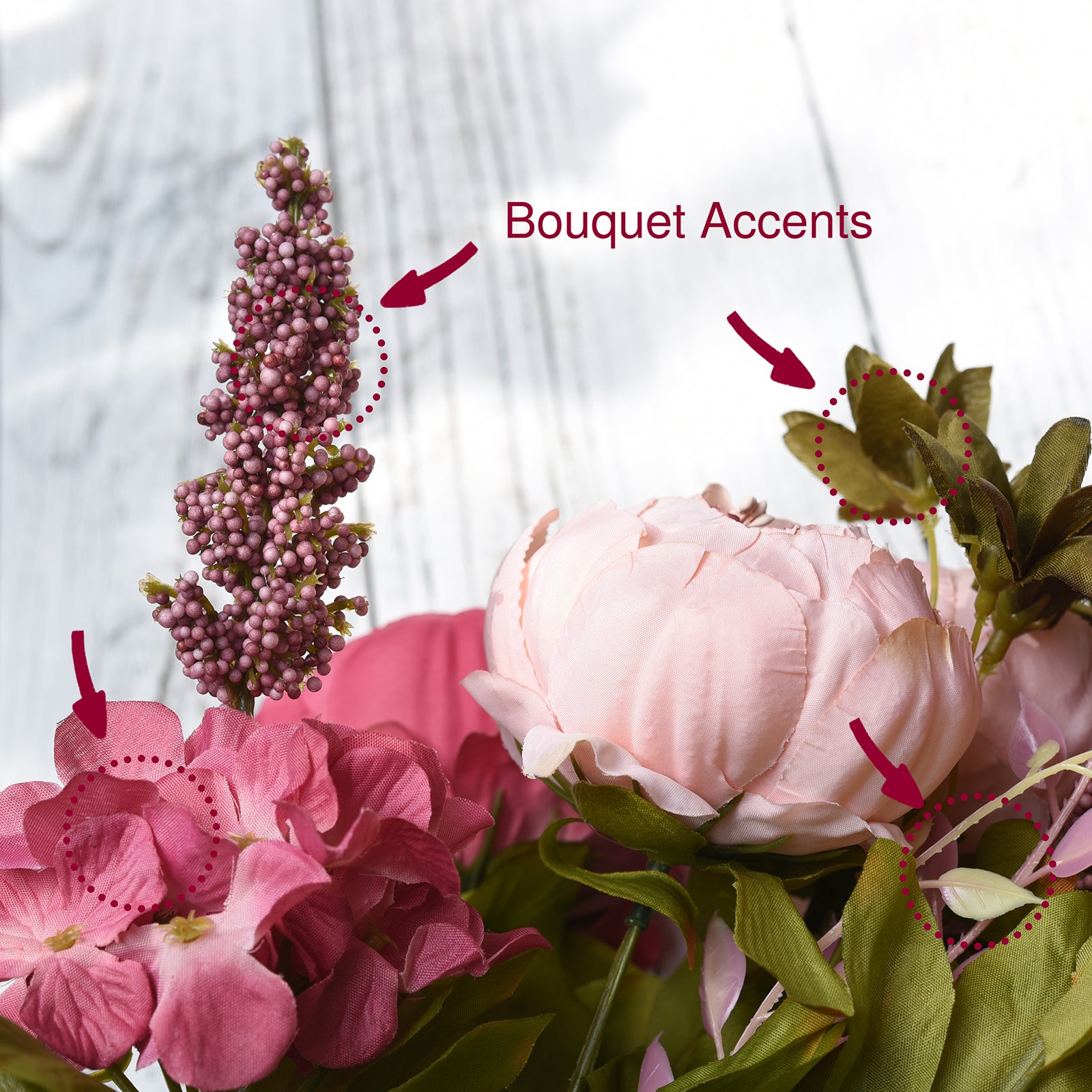 FiveSeasonStuff Mixed Pink Silk Peonies Artificial Flower Bouquet