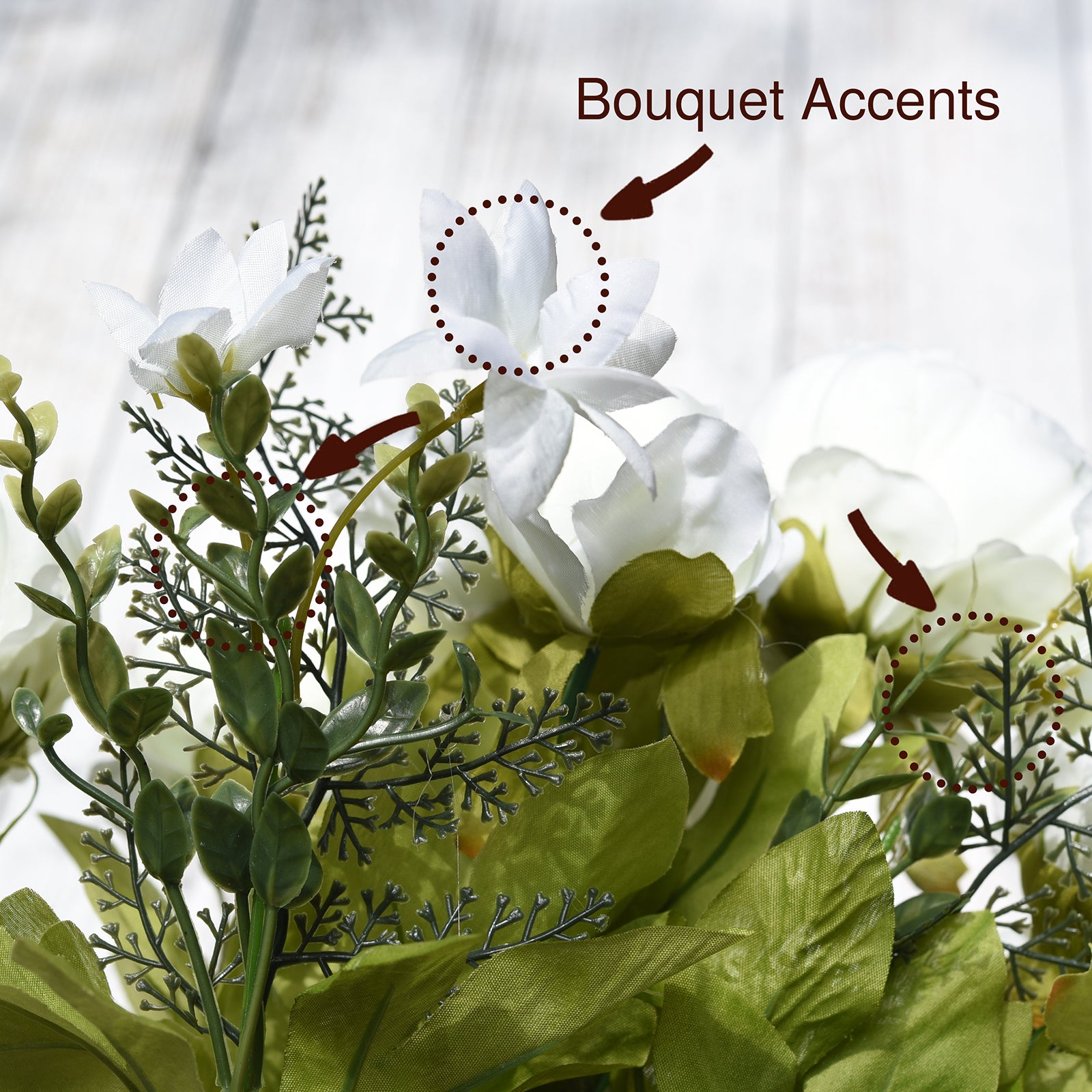 White Silk Peonies Artificial Flower Bouquet