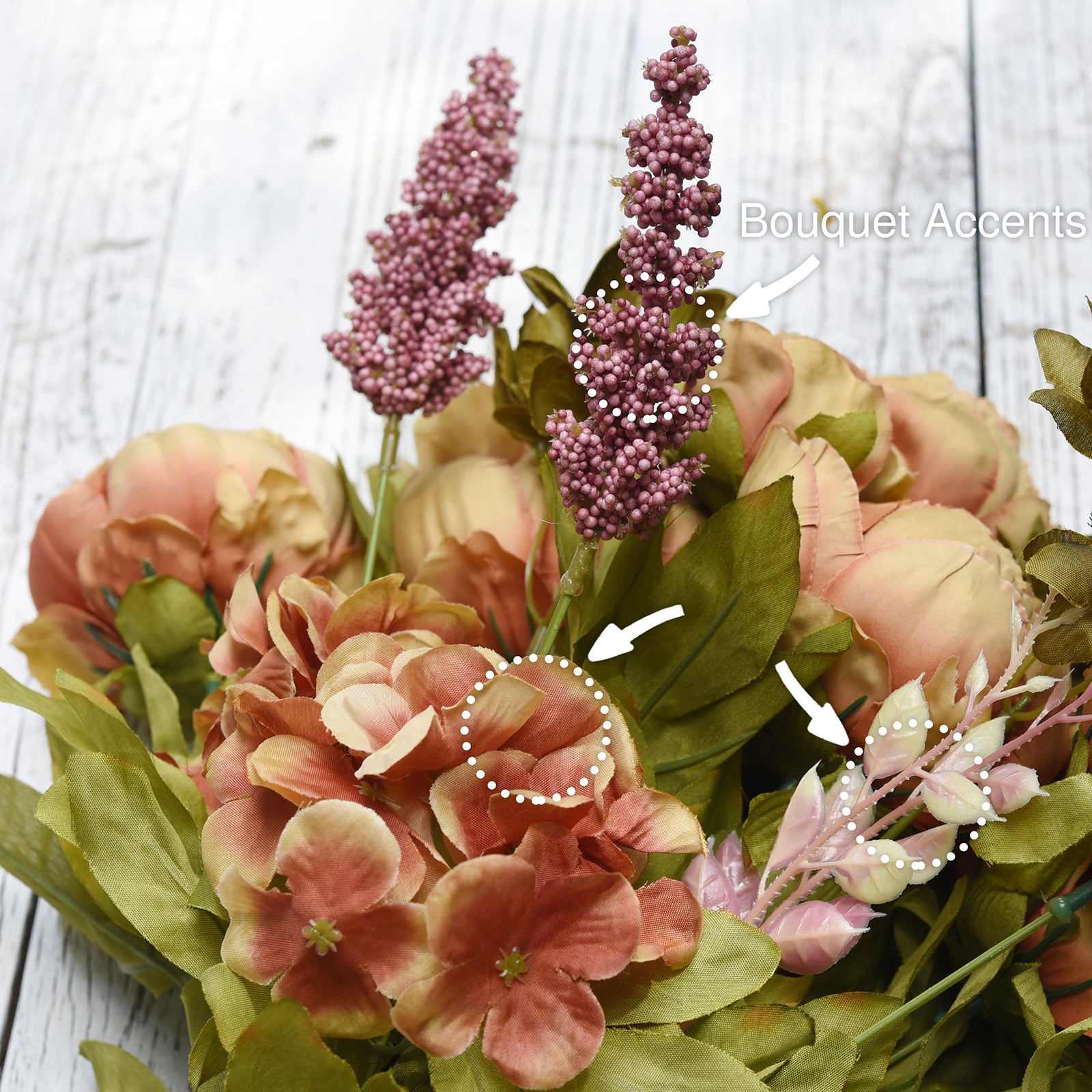 FiveSeasonStuff 2 Bundles Brown|Pink Peonies Artificial Flower Bouquet
