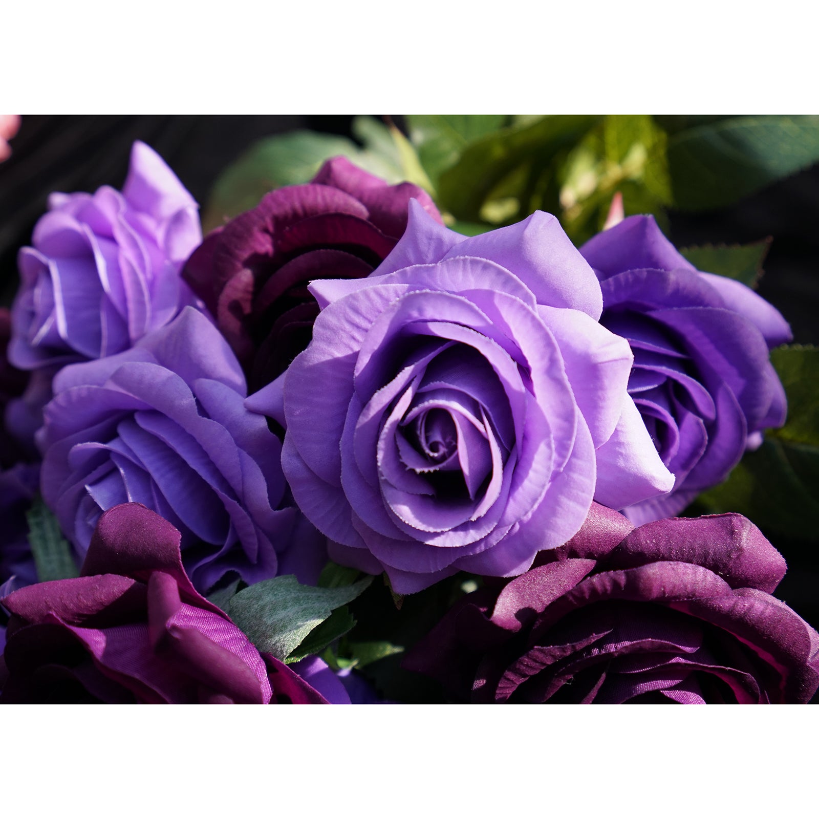 Real Touch 12 Stems Purple Mix Silk Artificial Roses Flowers ‘Petals Feel and Look like Fresh Roses'