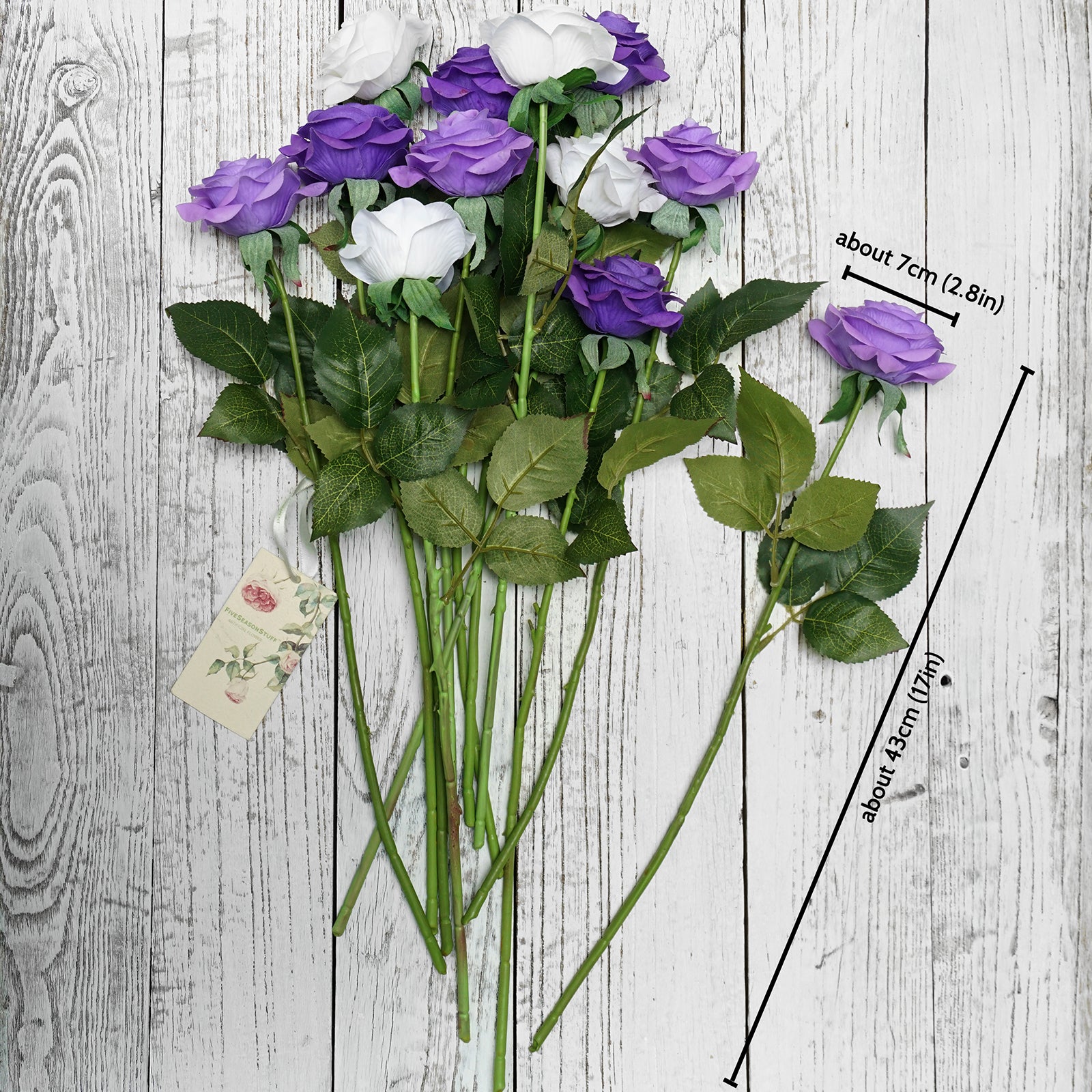 Real Touch 12 Stems Light Purple | White Mix Color Silk Artificial Roses Flowers ‘Petals Feel and Look like Fresh Roses'