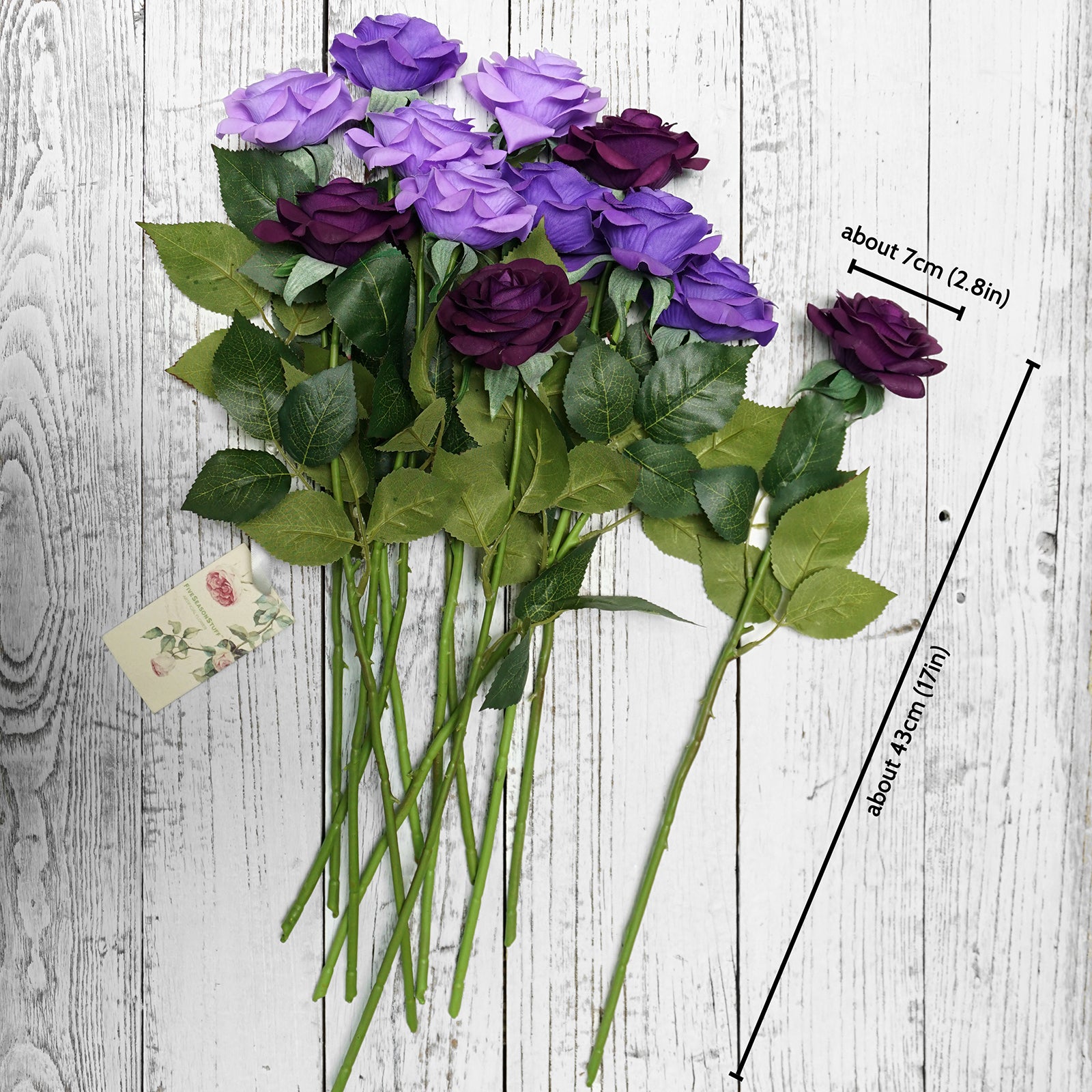 Real Touch 12 Stems Purple Mix Silk Artificial Roses Flowers ‘Petals Feel and Look like Fresh Roses'