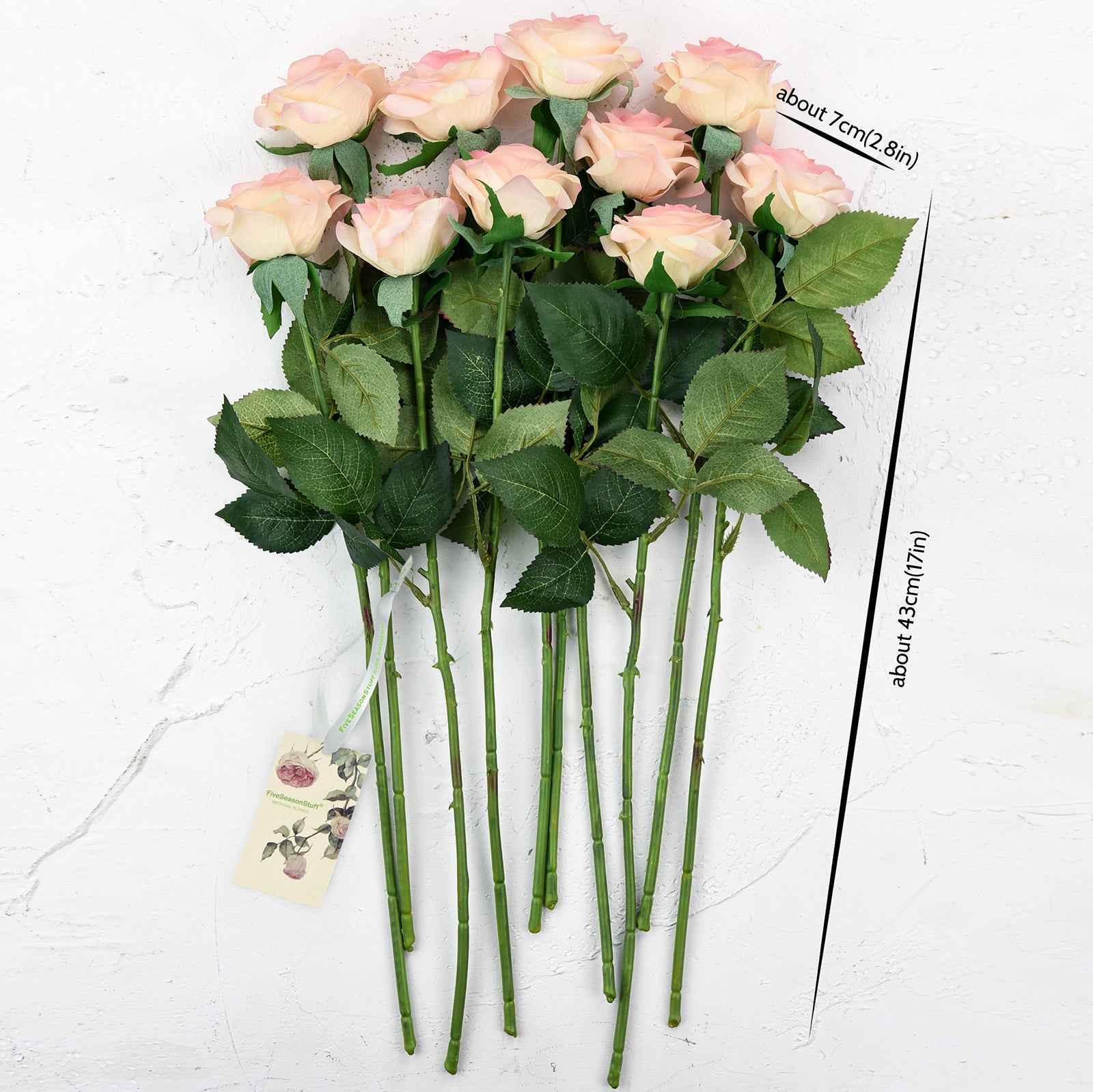 Love Peach Real Touch Silk Artificial Flowers ‘Petals Feel and Look like Fresh Roses 10 Stems