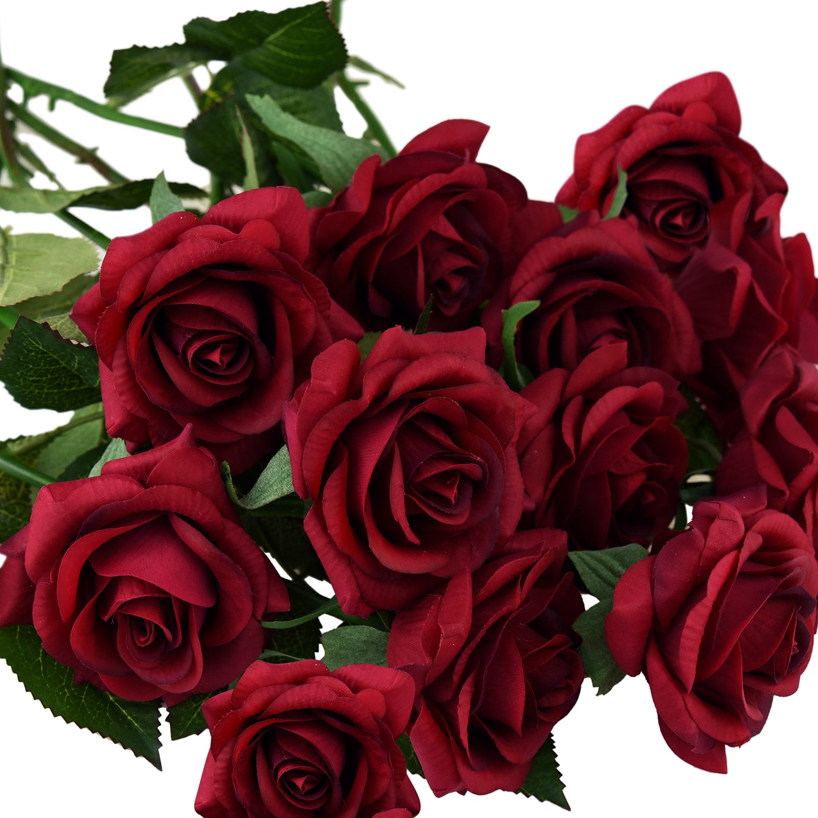 Artificial Flowers Real Touch Silk Roses 10 Stems (Scarlet Red)