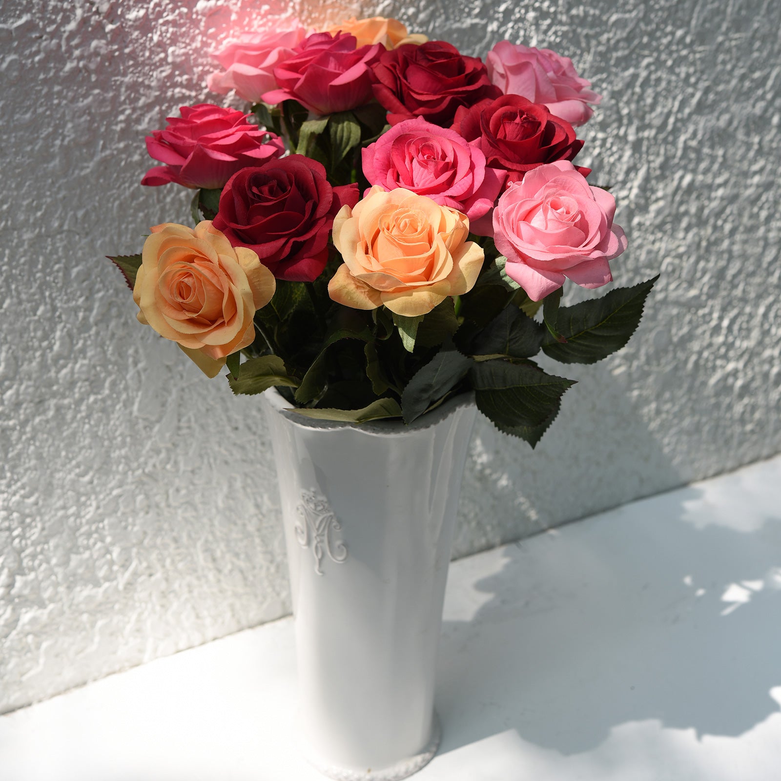 Real Touch 12 Stems "Gracious Medley" Mix Color Silk Artificial Roses Flowers ‘Petals Feel and Look like Fresh Roses'