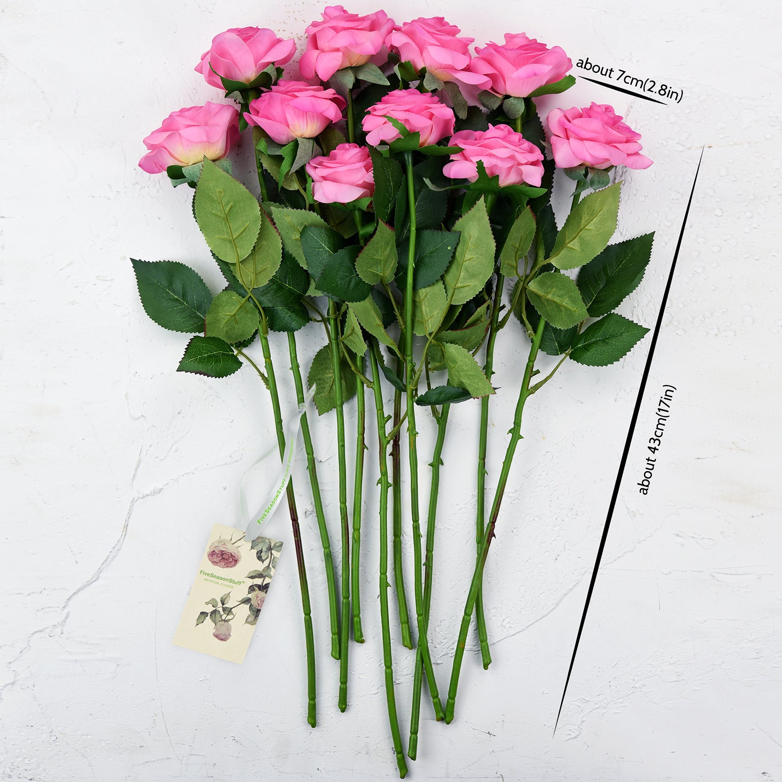 Magenta Real Touch Silk Artificial Flowers ‘Petals Feel and Look like Fresh Roses 10 Stems