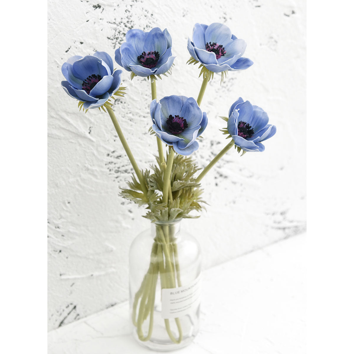 5 Long Stems (Light Blue) Anemone ‘Real Touch’ Artificial Flower