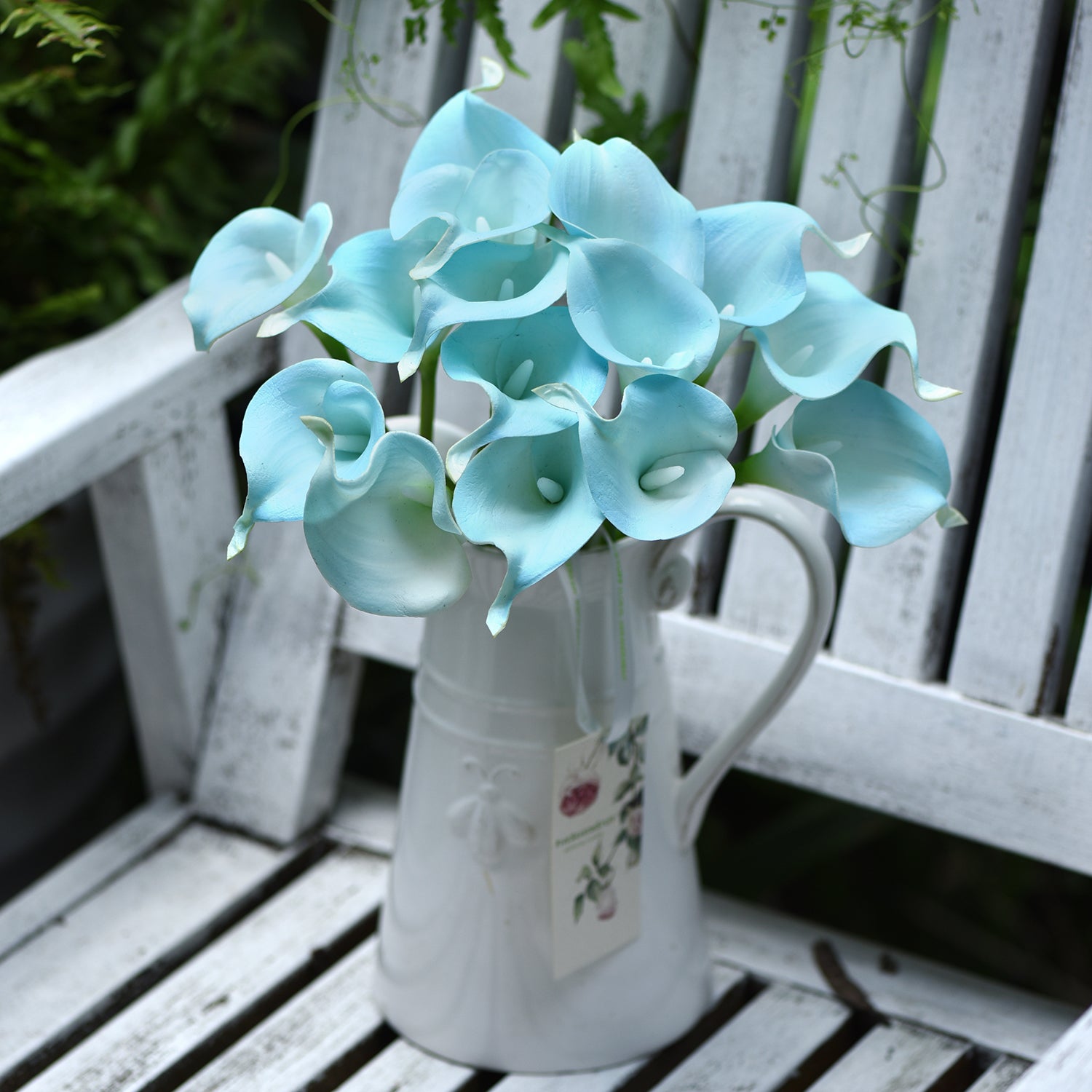 Aqua Blue Real Touch Calla Lilies Artificial Flower Bouquet 10 Stems