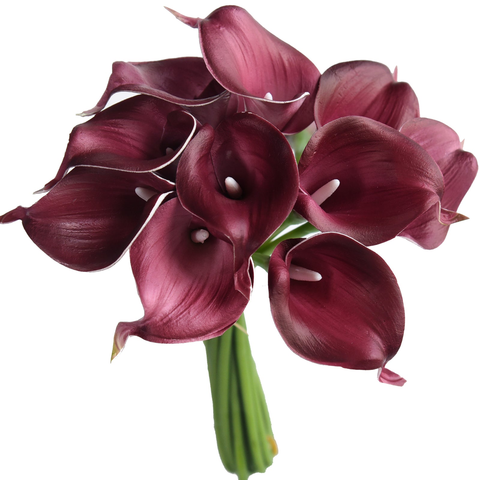 Burgundy Real Touch Calla Lilies Artificial Flower Bouquet 10 Stems