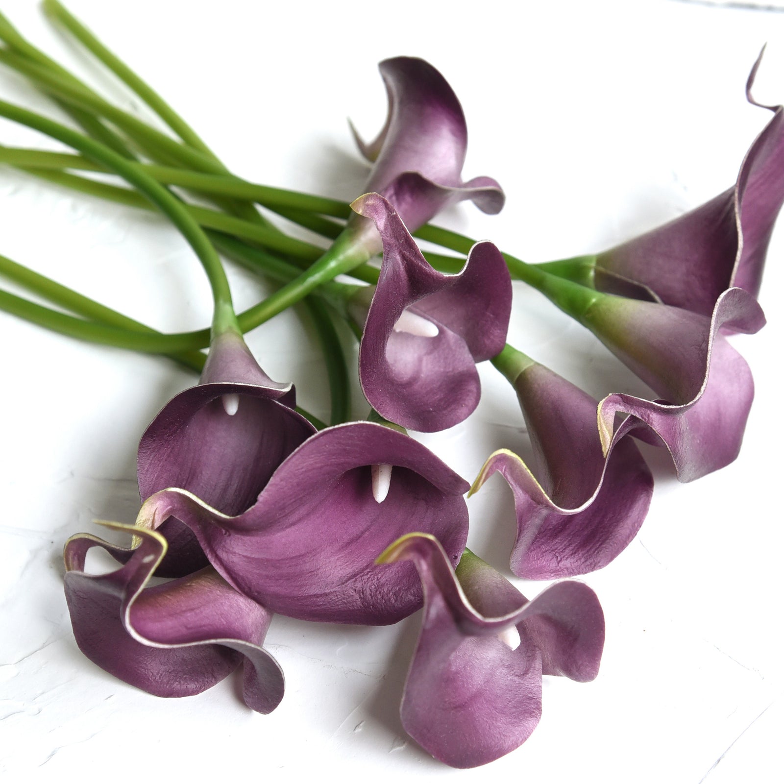 Purple Real Touch Calla Lilies Artificial Flower Bouquet 10 Stems