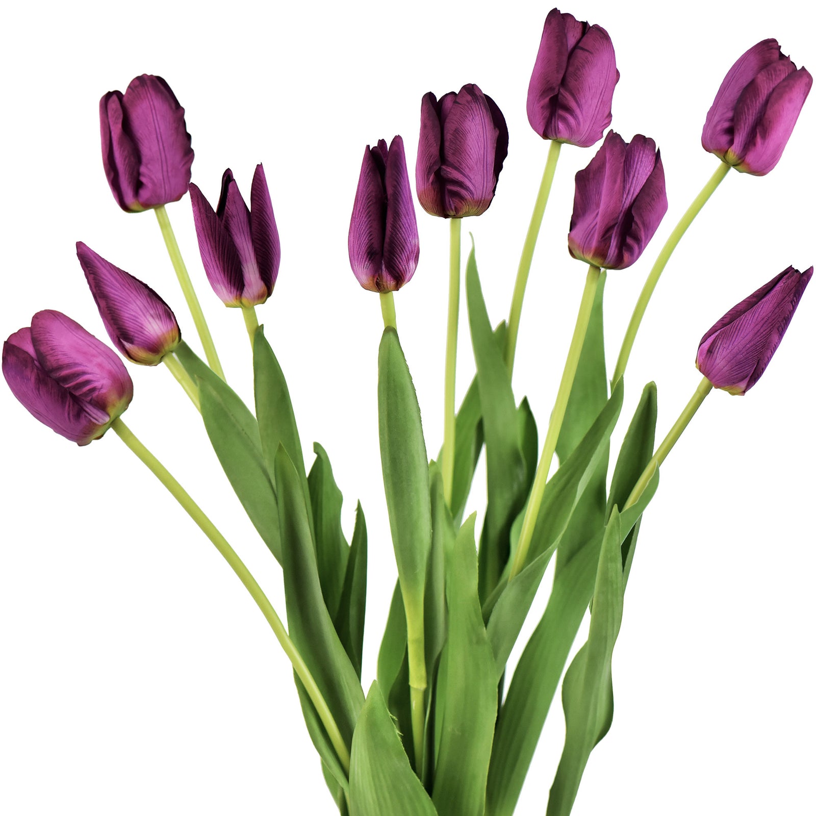 FiveSeasonStuff 10 Stems of (Wild Berry Purple) Soft and Long Stem Real Touch Tulip Artificial Flowers Bouquet, Wedding, Bridal, Home Decor