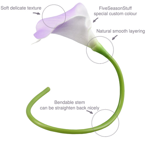 Pale Violet Real Touch Calla Lilies Artificial Flower Bouquet 10 Stems