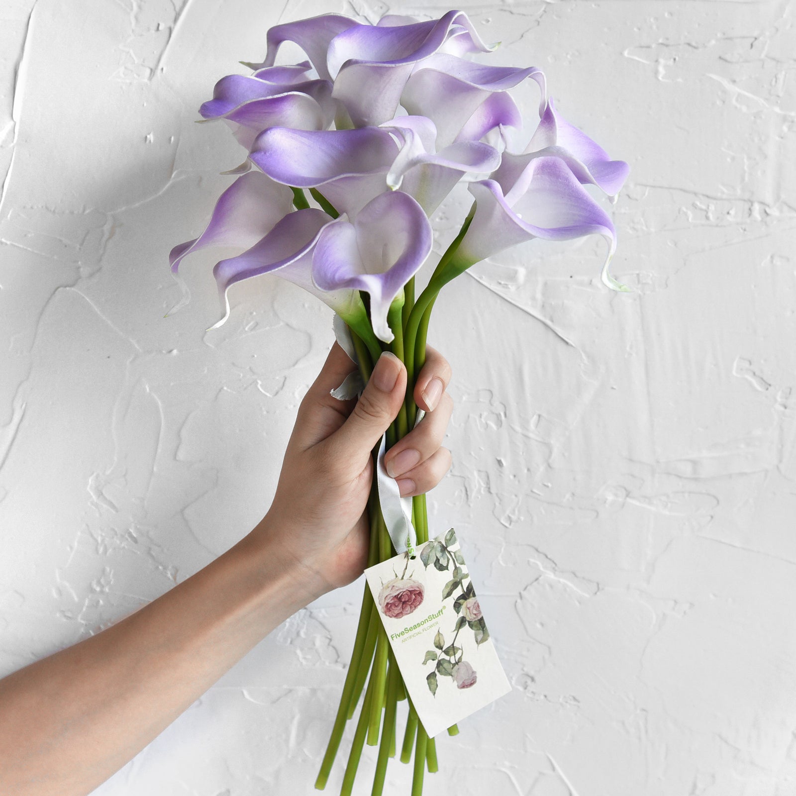 Pale Violet Real Touch Calla Lilies Artificial Flower Bouquet 10 Stems
