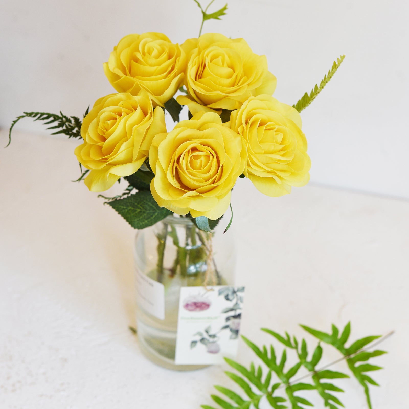 Yellow Real Touch Silk Artificial Flowers ‘Petals Feel and Look like Fresh Roses 10 Stems