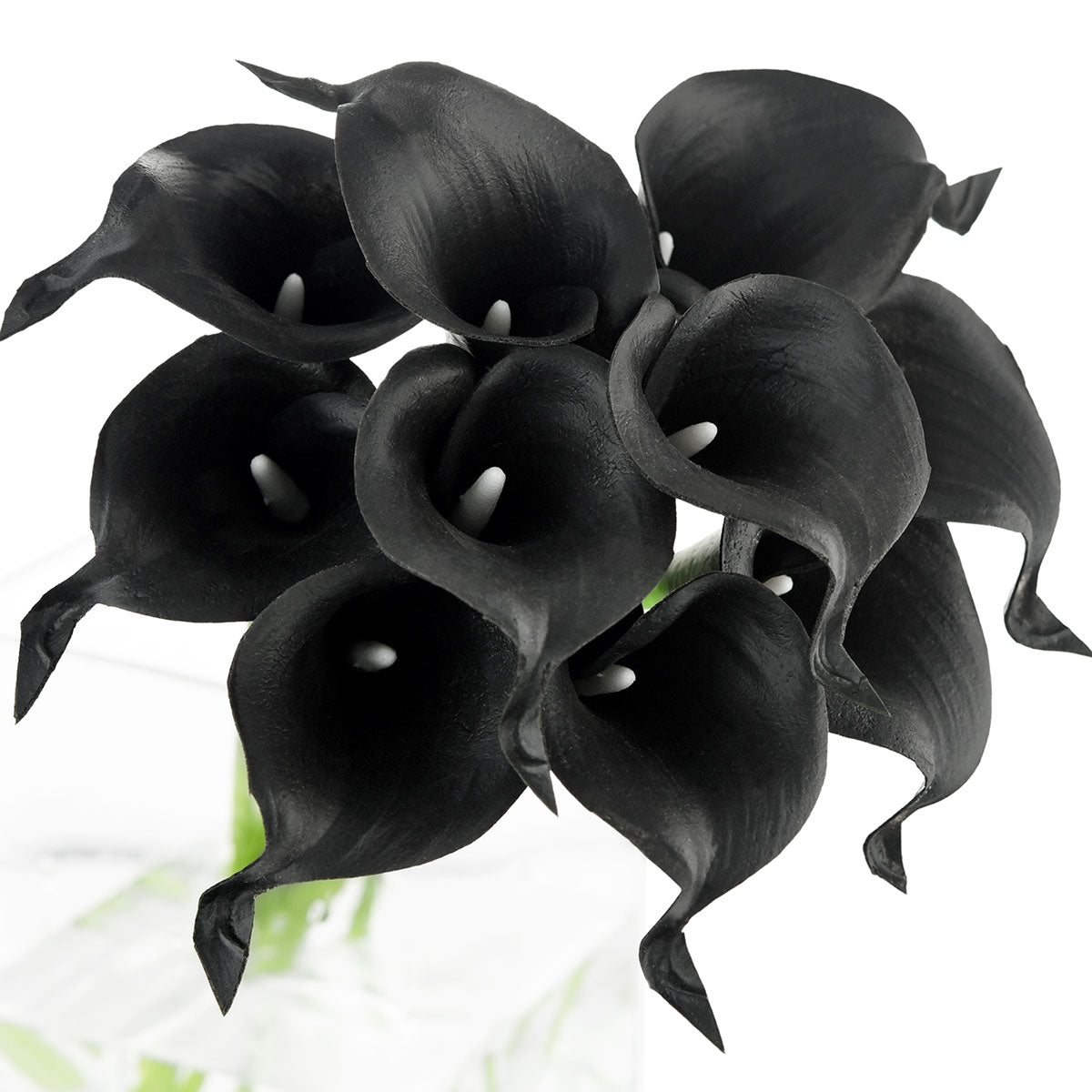Black Real Touch Calla Lilies Artificial Flower Bouquet 10 Stems