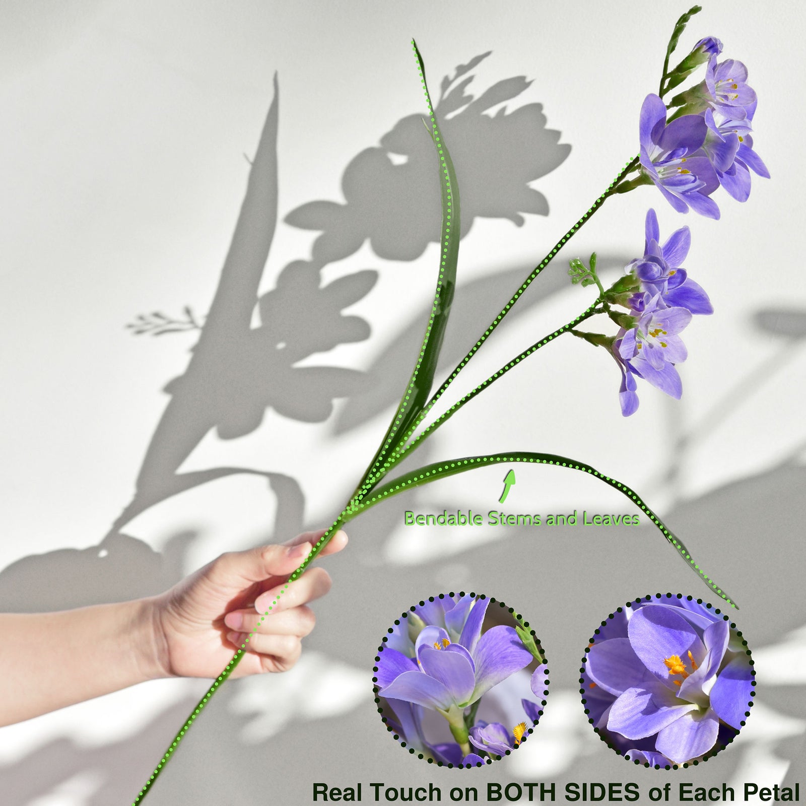 Real Touch Freesia (Purple) Long Stem Realistic Artificial Flowers, Wedding, Home Decor, Arrangment 6 Stems -FiveSeasonStuff