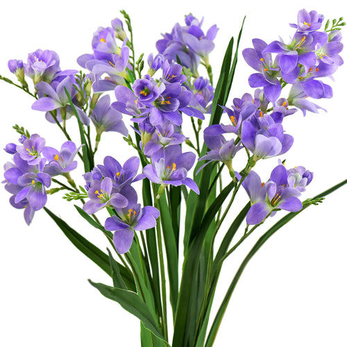 Real Touch Freesia (Purple) Long Stem Realistic Artificial Flowers, Wedding, Home Decor, Arrangment 6 Stems -FiveSeasonStuff