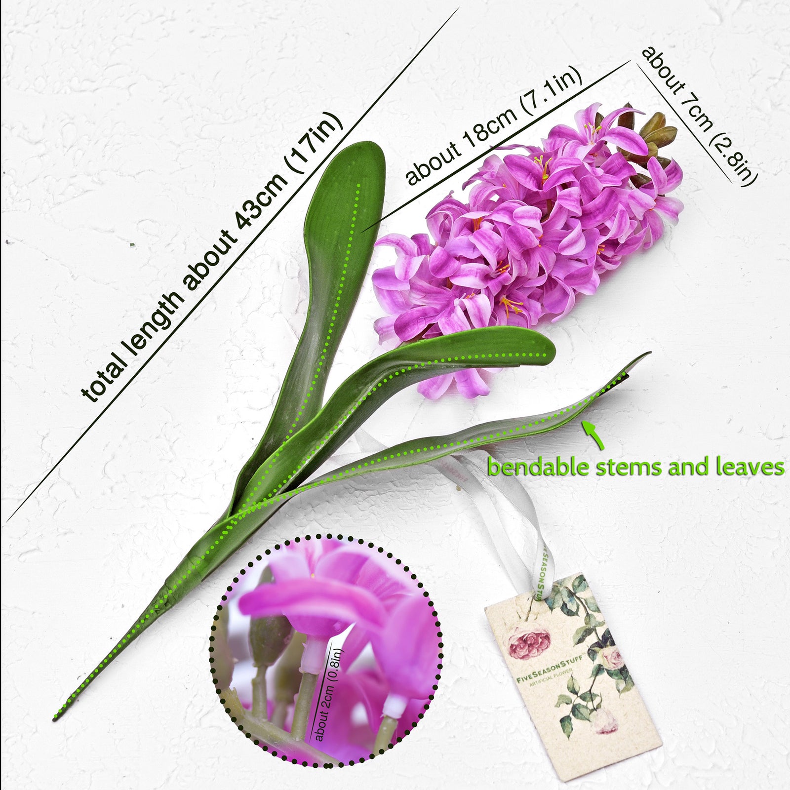 Real Touch Hyacinth (Fuchsia Pink) Artificial Flowers ‘Petals Feel and Look like Fresh Hyacinth' Wedding, Home Decor, Arrangement 2 Stems -FiveSeasonStuff