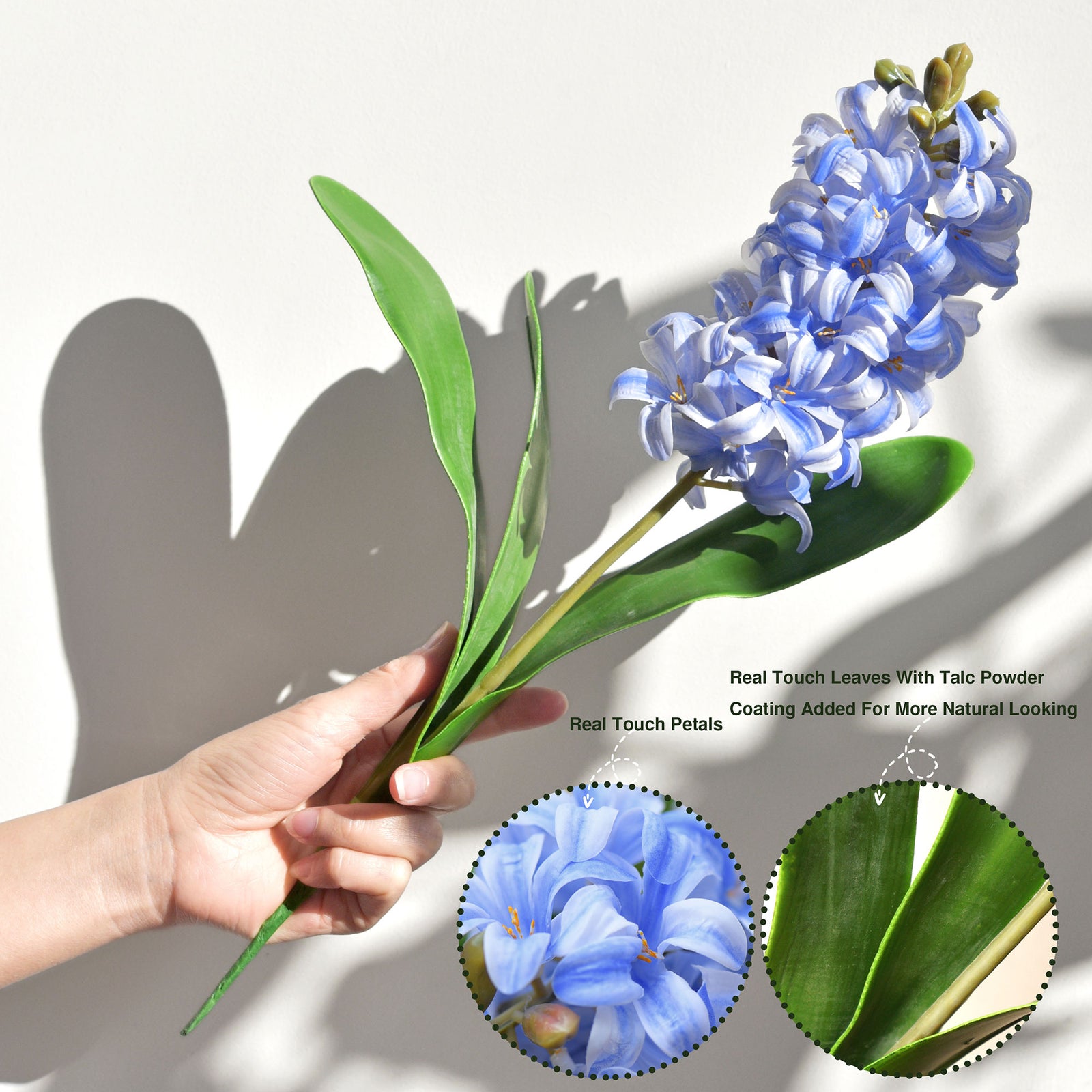 Real Touch Hyacinth (Tranquil Blue) Artificial Flowers ‘Petals Feel and Look like Fresh Hyacinth' Wedding, Home Decor, Arrangement 2 Stems