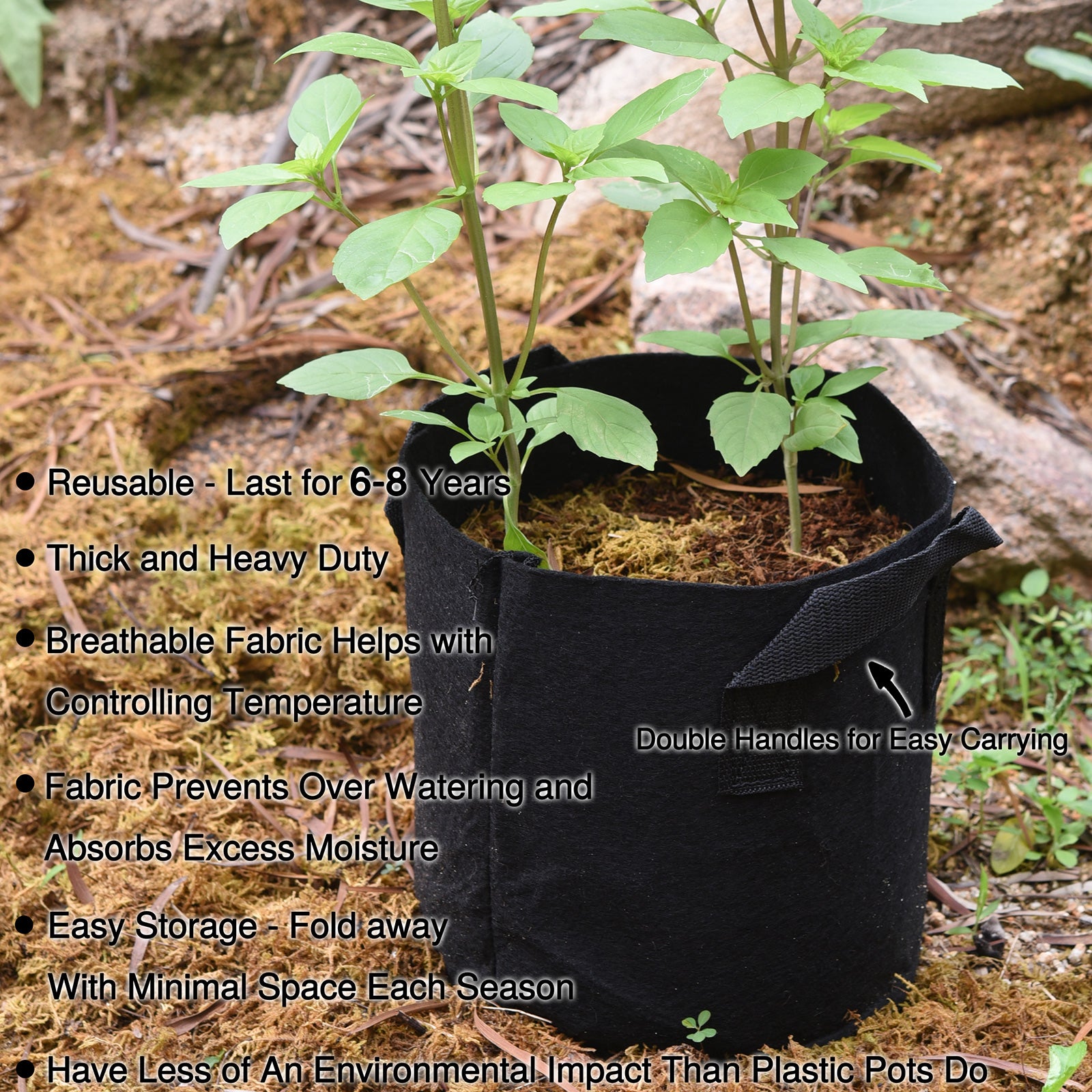 Vegetable Grow Bags,5 PCS Plant Grow Bags Breathable Garden Growing Bag  Planting Tomato Fabric Pots Garden Planter Container With Strap Handles For  Home,Potato,Carrot Planter Bags-7Gallon 